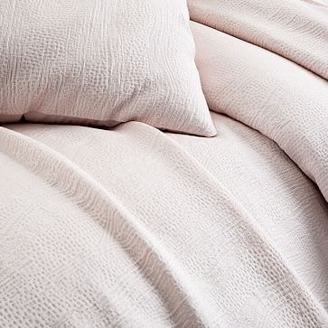 TENCEL Cotton Matelasse Duvet Cover, Full/Queen, Pink Blush - Image 1