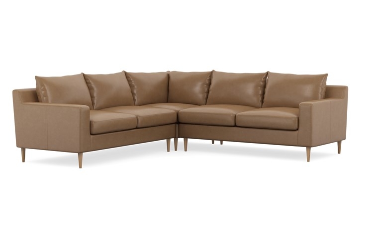 Sloan Leather Corner Sectional with Palomino and Natural Oak legs - Image 1