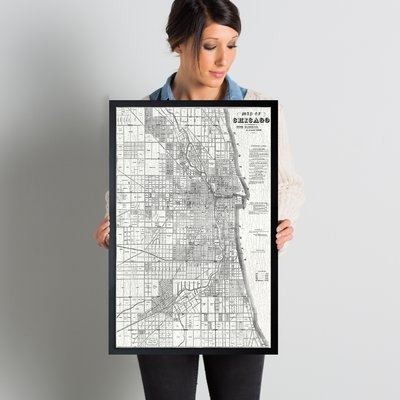 Map of Chicago 1857 Framed Graphic Art - Image 0