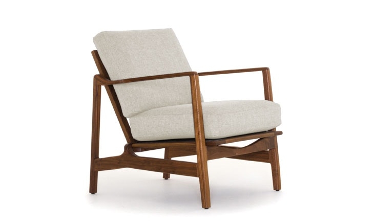 White Graham Mid Century Modern Chair - Tussah Snow - Walnut - Image 0