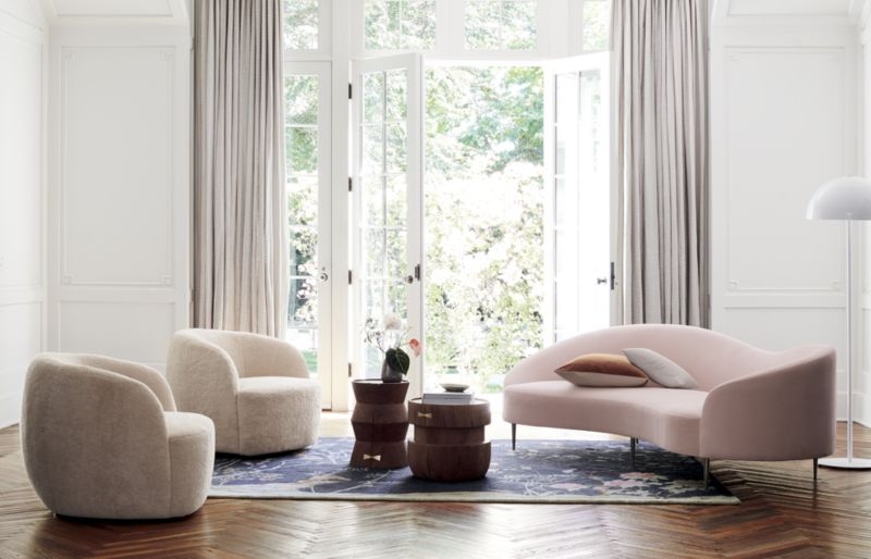 Curvo Pink Velvet Sofa - Image 1