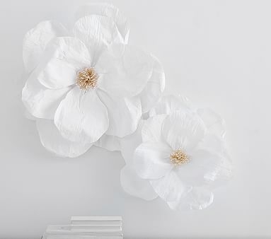 Jumbo Crepe Paper Flowers, Set of 2, White - Image 0