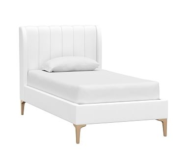 Avalon Twin Bed, Linen Blend White (A) - Image 0