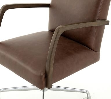 Masterson Leather Desk Chair / Oak / Havana Brown Leather - Image 2