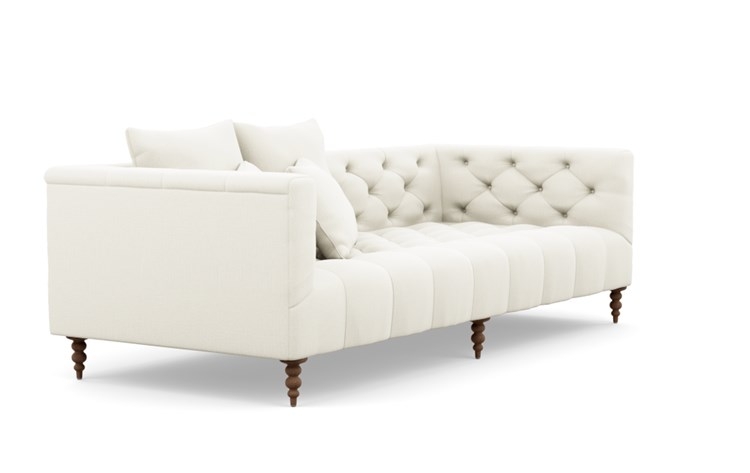 Ms. Chesterfield Sofa with White Ivory Fabric and Oiled Walnut legs - Image 1