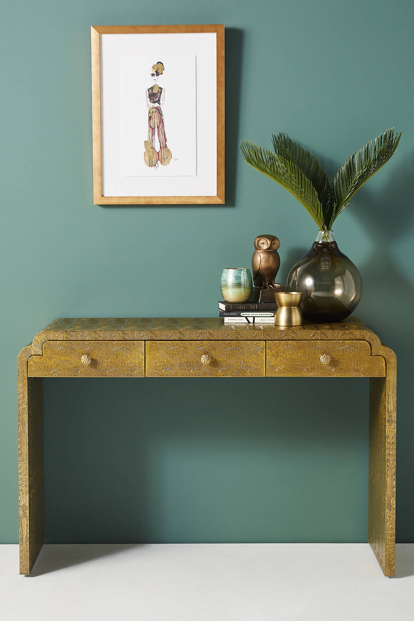 Hand-Embossed Lotus Console By Anthropologie in Brown - Image 0