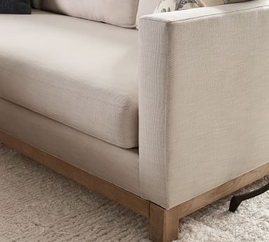 Jake Upholstered Sofa 85" with Wood Legs, Polyester Wrapped Cushions, Sunbrella(R) Performance Chenille Fog - Image 3