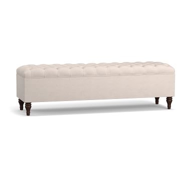 Lorraine Upholstered Tufted King Storage Bench, Performance Boucle Oatmeal - Image 1