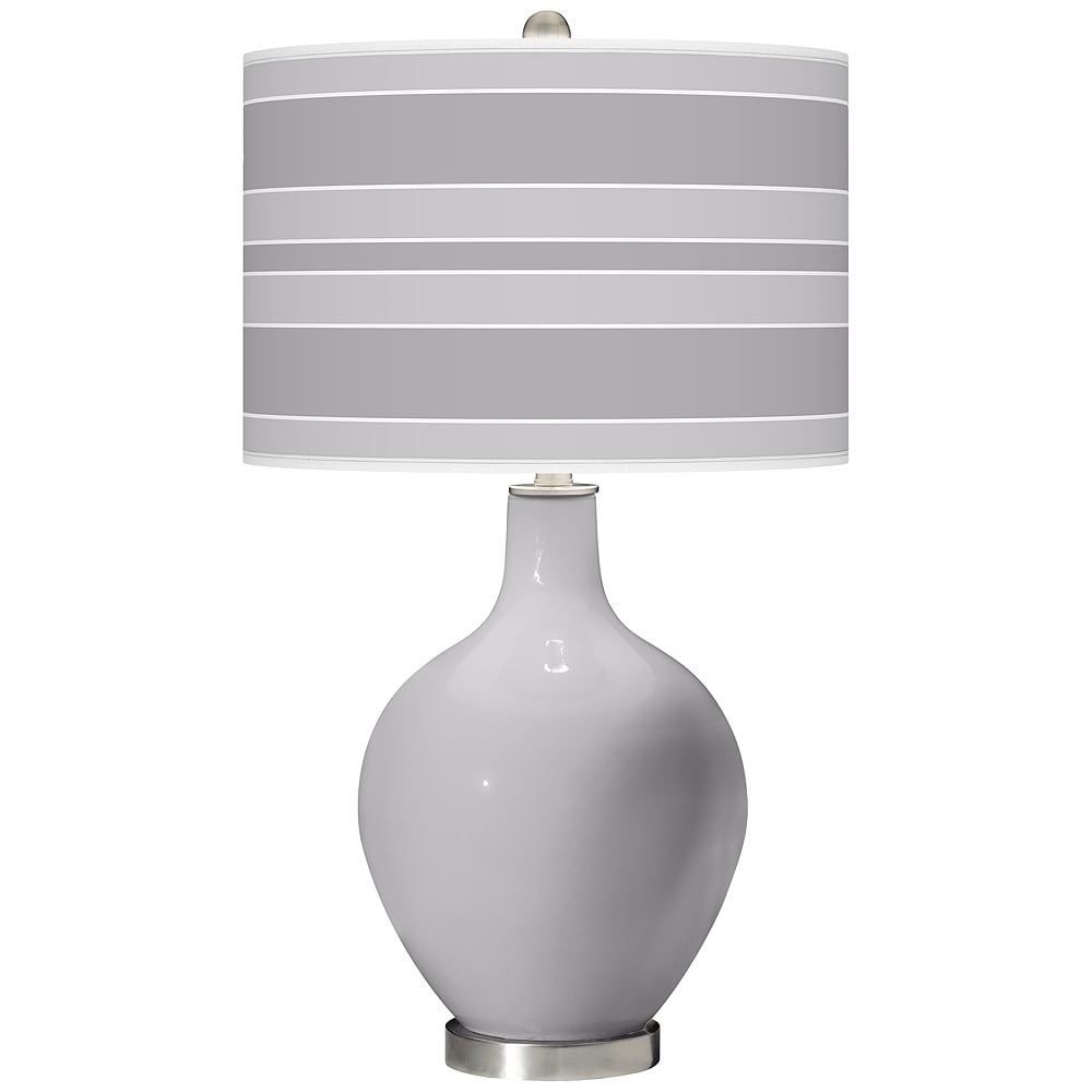 Color Plus Ovo 28 1/2" Bold Stripe Shade Swanky Gray Table Lamp - Image 0