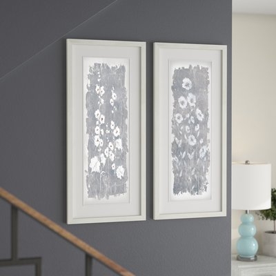 'Fields of Silver' 2 Piece Framed Acrylic Painting Print Set - Image 0