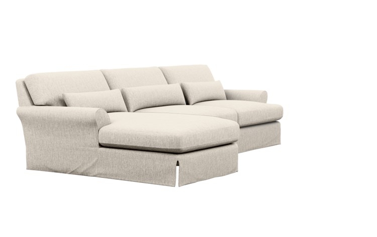 Maxwell Slipcovered Chaise Sectional with Wheat Fabric and Oiled Walnut with Brass Cap legs - Image 1