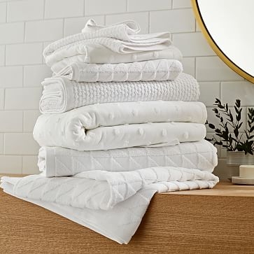Organic Mini Dot Textured Towel, Hand Towel, White - Image 3