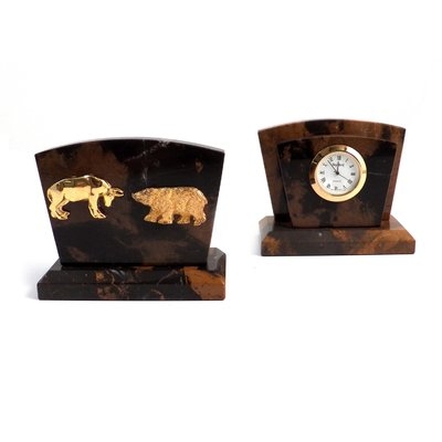 Stock Market Tiger Eye Quartz Tabletop Clock - Image 0