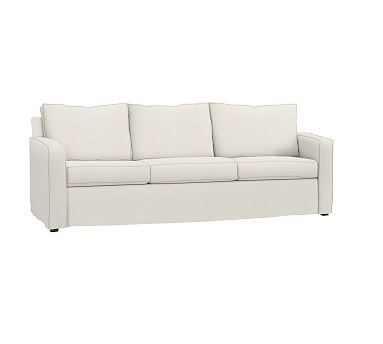 Cameron Square Arm Slipcovered Sofa 85.5" 3-Seater, Polyester Wrapped Cushions, Denim Warm White - Image 2