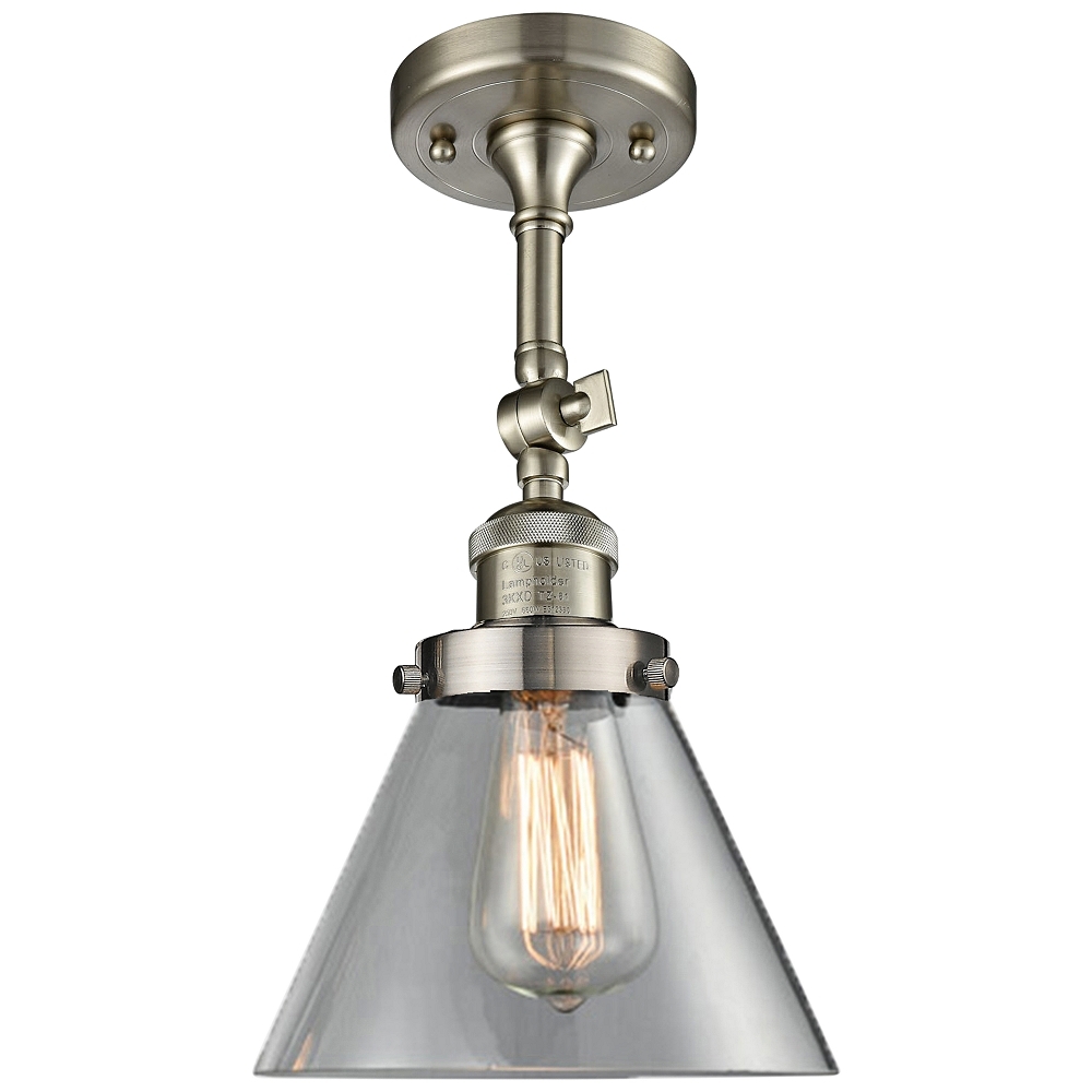 Large Cone 8"W Satin Brushed Nickel Adjustable Ceiling Light - Style # 40Y20 - Image 0