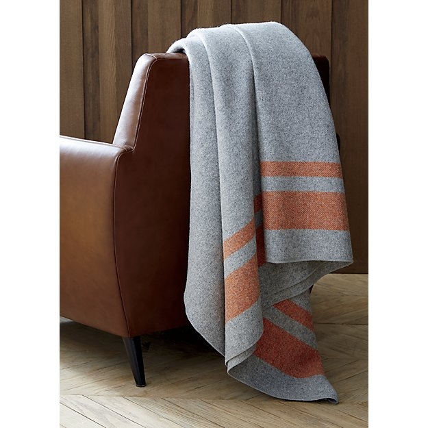 Faribault orange stripe wool blanket - Full/Queen - Image 1