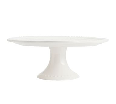 Emma Beaded Stoneware Cake Stand - White - Image 0