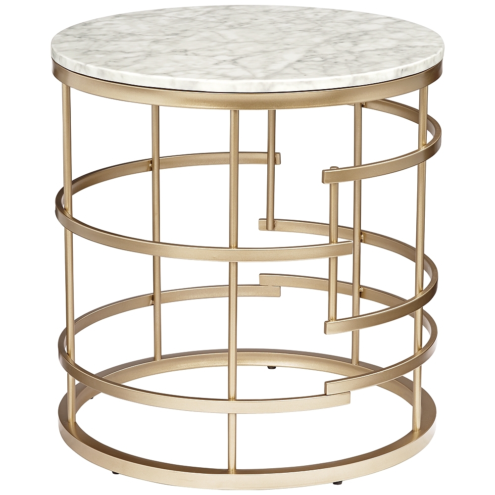 Brassica Faux Marble Top Gold End Table - Style # 46M33 - Image 0