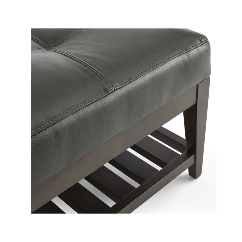 Nash Leather Tufted Rectangular Ottoman with Slats - Image 3