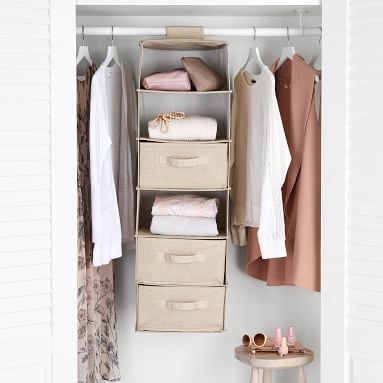 Extra Wide Hanging Closet Organizer, Linen - Image 1