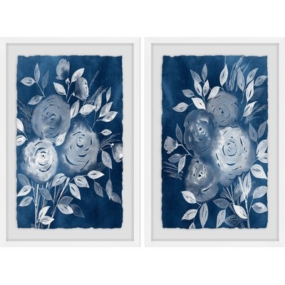 'Bouquet Diptych' 2 Piece Framed Watercolor Painting Print Set - Image 0