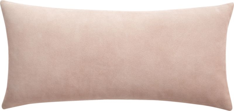 23"x11" Suede Pillow Pink with Feather-Down Insert - Image 2