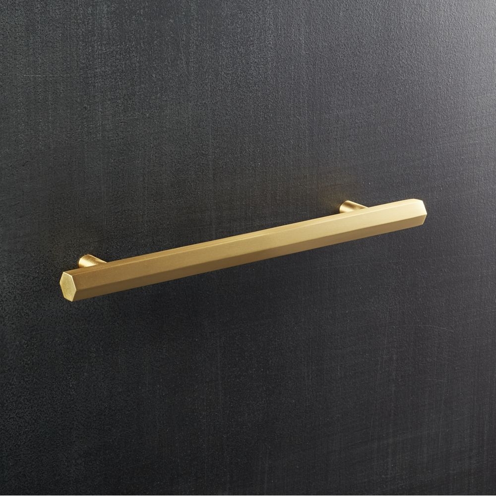 Hex Brushed Brass 6" Handle - Image 0