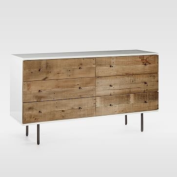 Reclaimed Wood + Lacquer Storage 6-Drawer Dresser, Reclaimed Pine, Gray Wash - Image 4