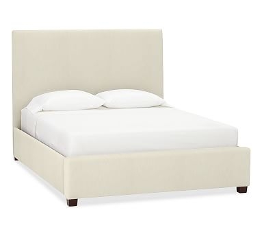 Raleigh Square Upholstered Bed without Nailheads, King, Tall Headboard 53"h, Premium Performance Basketweave Ivory - Image 2