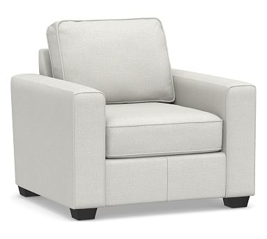SoMa Fremont Square Arm Upholstered Armchair, Polyester Wrapped Cushions, Basketweave Slub Ivory - Image 0