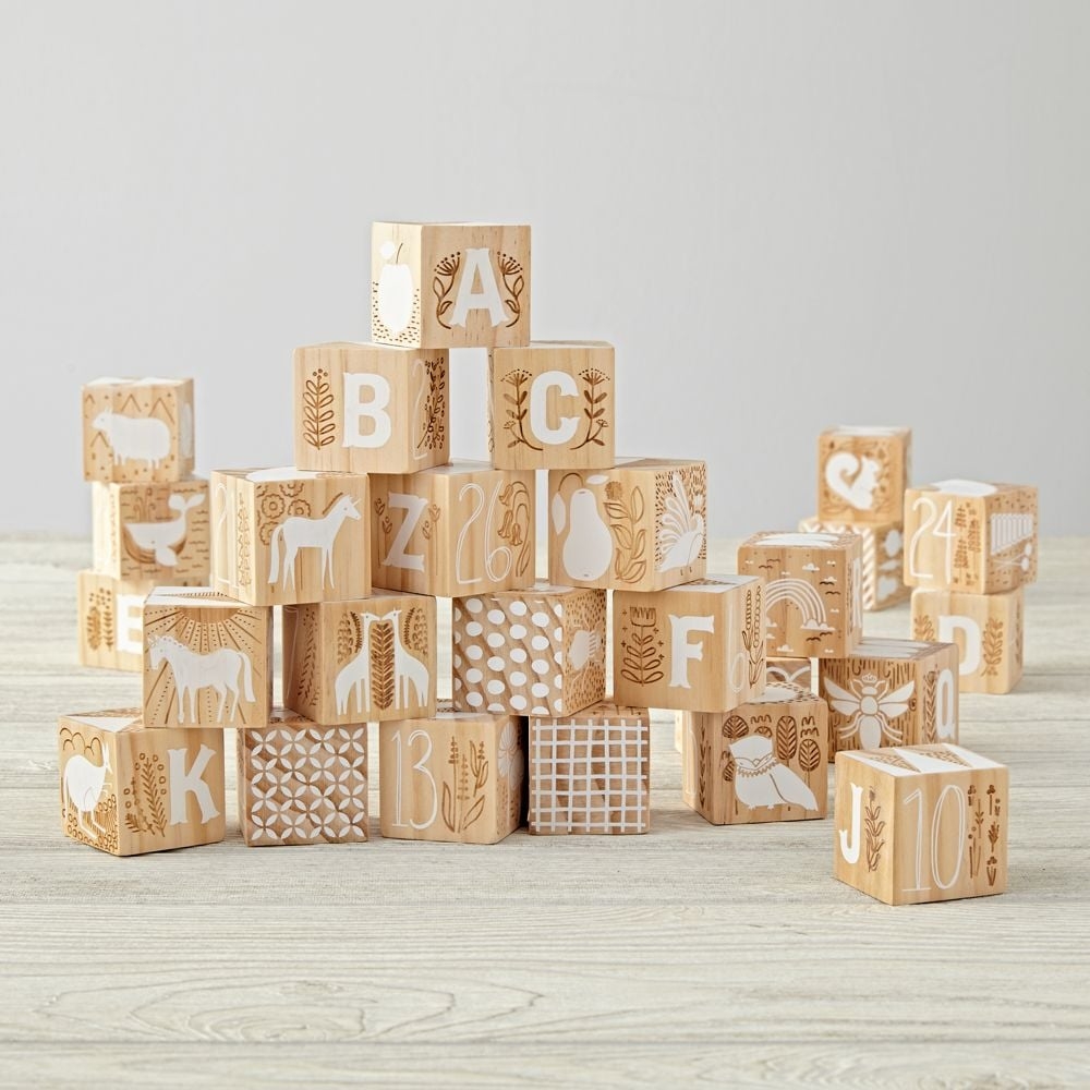 Etched Wooden Baby Blocks - Image 0