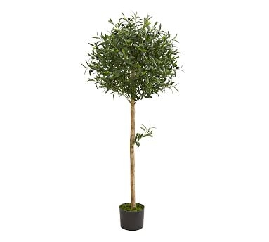 Faux Olive Topiary Tree, 5' - Image 0