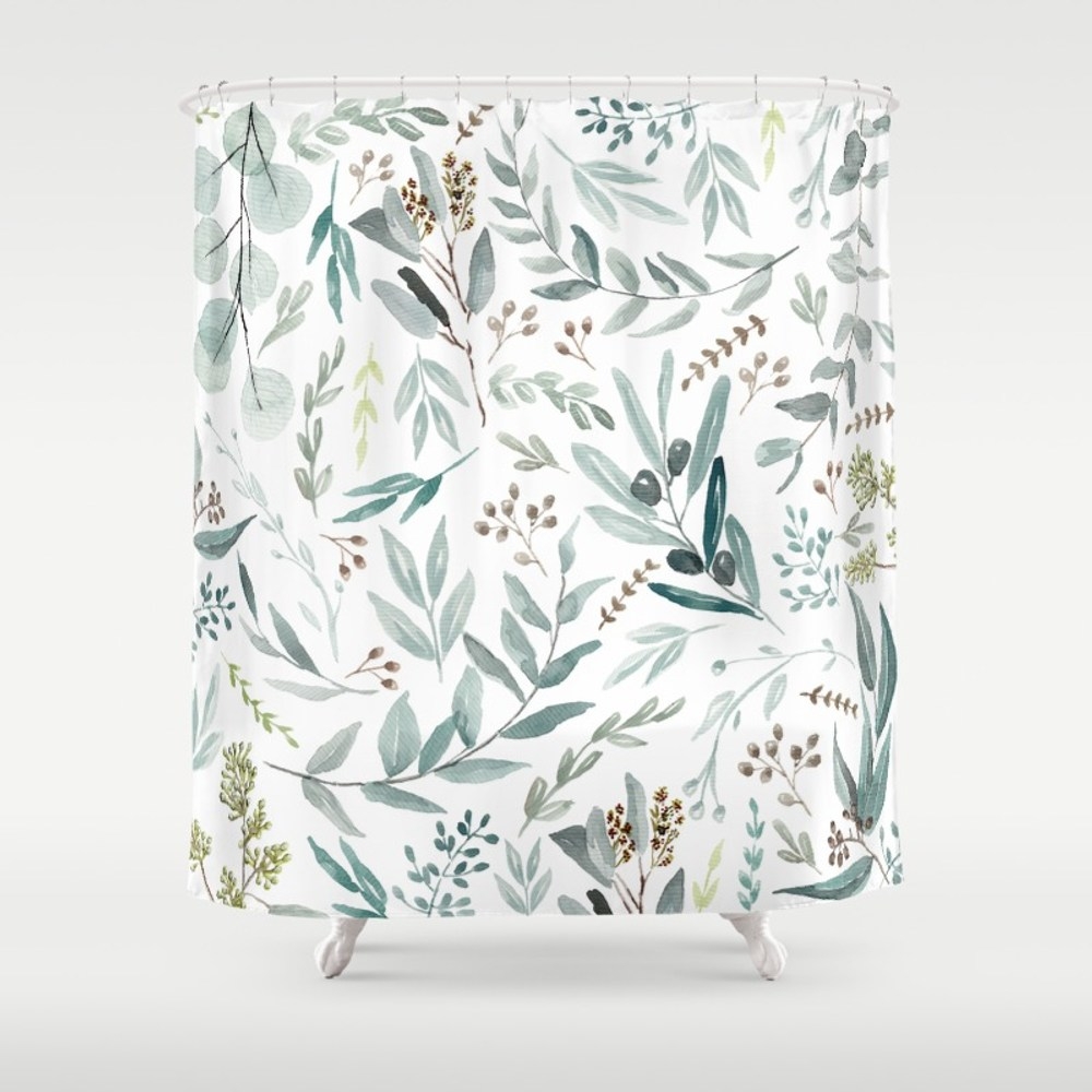 Eucalyptus Pattern Shower Curtain - 71" by 74" by Aniiiz - Image 0