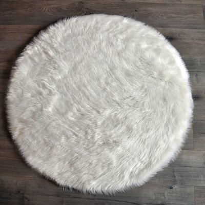 Mullikin Faux Fur White Area Rug /  3'6" x 3'6" - Image 0