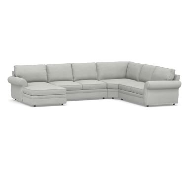 Pearce Square Arm Upholstered Right Arm 4-Piece Wedge Sectional, Down Blend Wrapped Cushions, Basketweave Slub Ash - Image 0