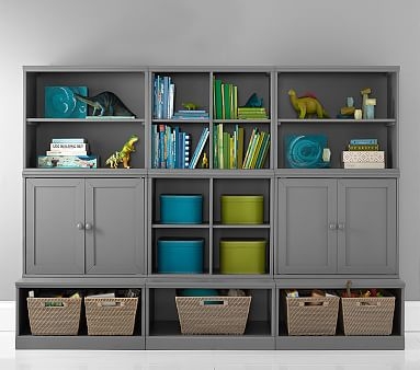 2 Cubby, 2 Chalkboard Cabinet, 2 Bookcase Cubby, & 3 Open Base Set, Simply White, In-Home - Image 2