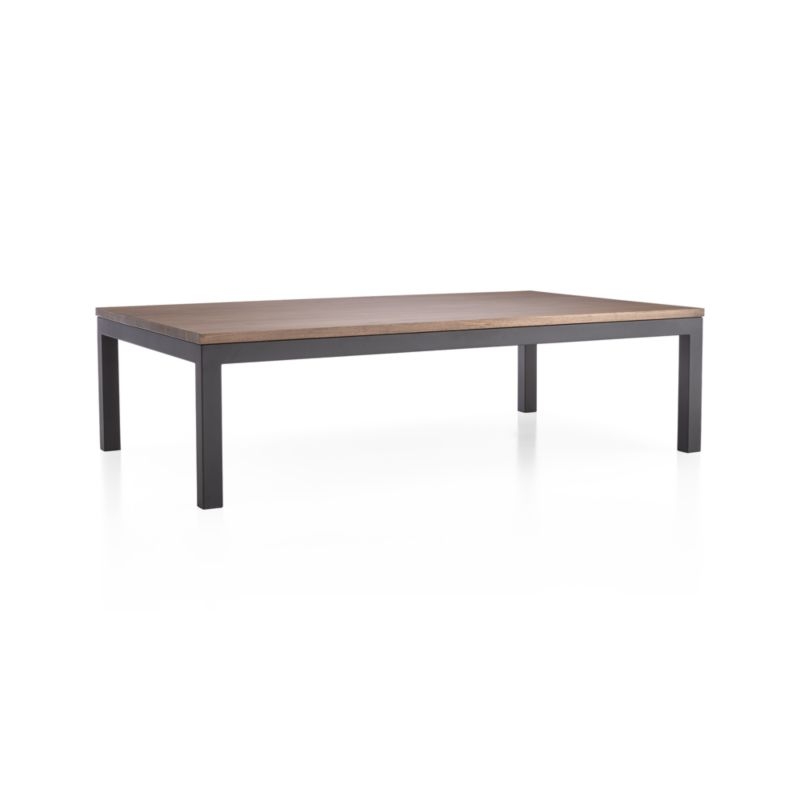 Parsons Walnut Top/ Dark Steel Base 60x36 Large Rectangular Coffee Table - Image 1