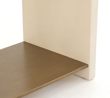 Concrete Rectangular End Table, White/Antique Brass - Image 1