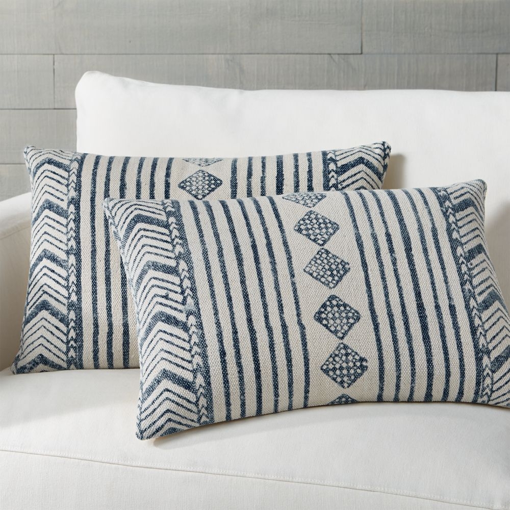 Marek Faded Blue Geometric Lumbar Pillows 24"x16", Set of 2 - Image 0
