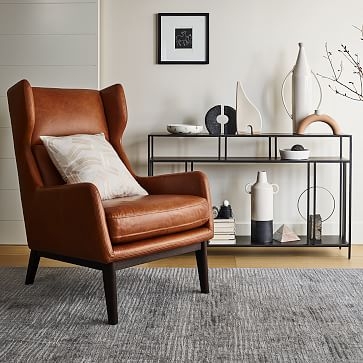 Ryder Leather Chair, Aspen Leather, Fog, Dark Walnut - Image 1