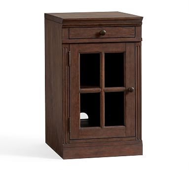 Livingston 17.5" Glass Door Cabinet with Top, Brown Wash - Image 0