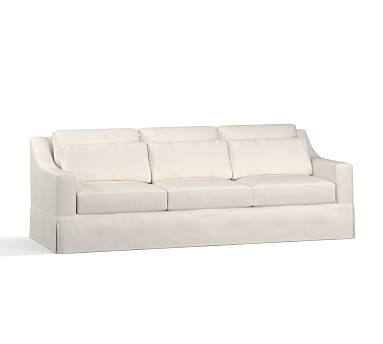 York Slope Arm Slipcovered Deep Seat Grand Sofa 95" 3-Seater, Down Blend Wrapped Cushions, Denim Warm White - Image 2