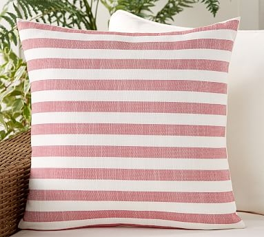 Outdoor Leandra Rev Stripe Pillow, 22", Warm Multi - Image 0