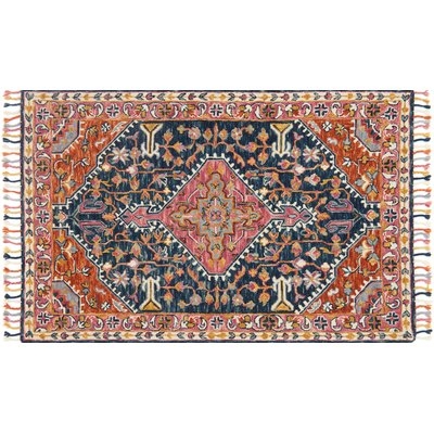 Jovany Hand-Hooked Wool Navy/Mutil Area Rug - Image 0