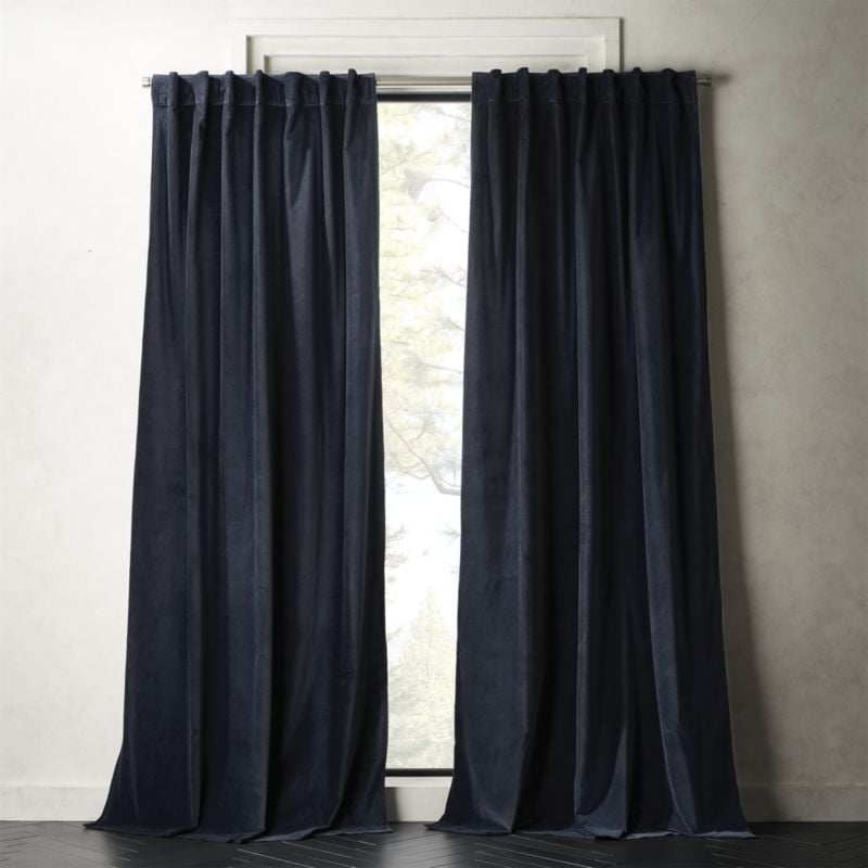 Velvet Curtain Panel Midnight Blue 48"x84" - Image 0