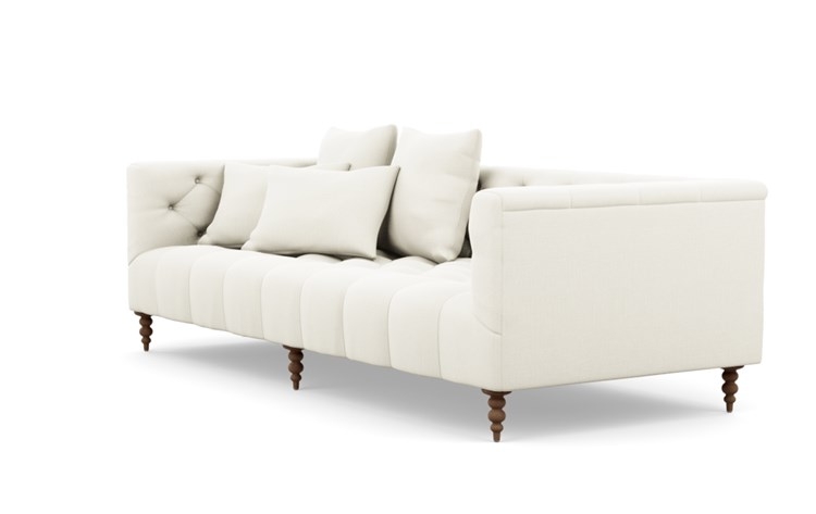 Ms. Chesterfield Sofa with White Ivory Fabric and Oiled Walnut legs - Image 3