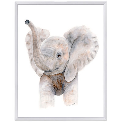 Baby Elephant Trumpet Stretched Framed Art - Image 0