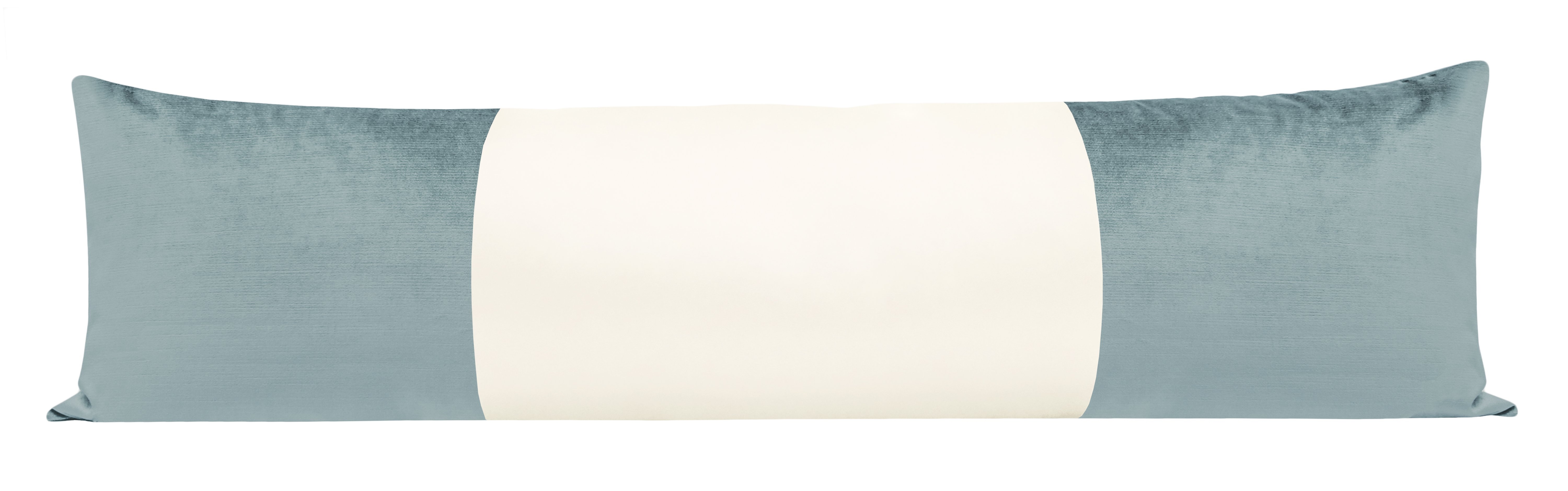 THE XL LUMBAR :: COLORBLOCK FAUX SILK VELVET // CERULEAN BLUE - 14" X 48" - Image 1
