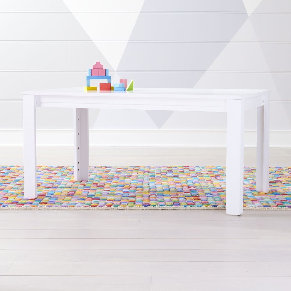 Adjustable White Wood Large Kids Table with 23" Legs - Image 0