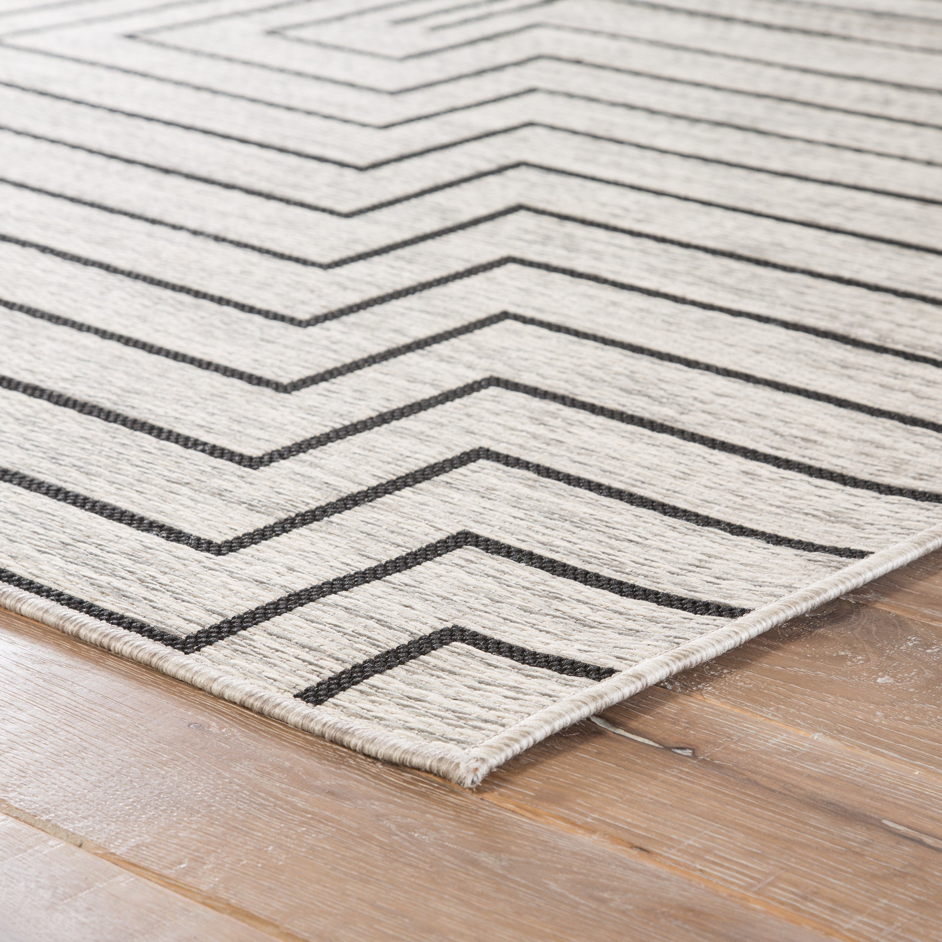 Nikki Chu by Xantho Indoor/ Outdoor Geometric Silver/ Black Area Rug (9'X12') - Image 1